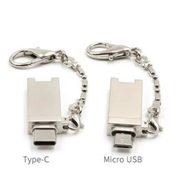 Keychain Type C Micro USB OTG Card Reader Mini Pocket Menory Card Adapter Ondersteuning Micro SD/TF voor Xiaomi -laptoptabel