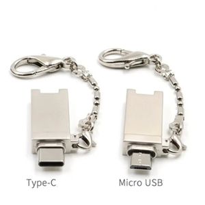 Keychain Type C Micro USB OTG Carte Reader Mini Pocket Menory Card Adaptateur Prise en charge Micro SD / TF pour Table d'ordinateur portable Xiaomi