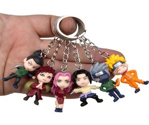 Keychain Uchiha Sasuke Kakashi Gaara Itachi Doll Figure Sac de porte-clés Car Key Chain Pendant Mix 24pcs / Lot Wholesale High Quality6542695