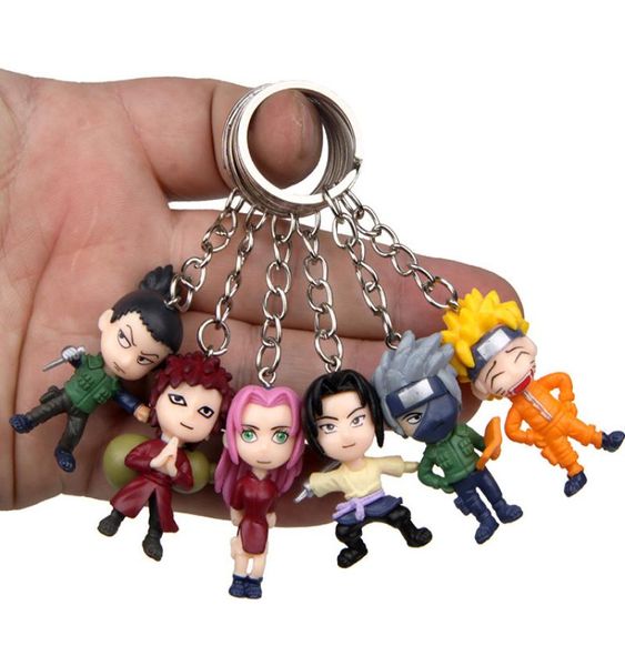 Keychain Uchiha Sasuke Kakashi Gaara Itachi Doll Figure Sac de porte-clés Car Key Chain Pendant Mix 24pcs / Lot Wholesale High Quality7903812