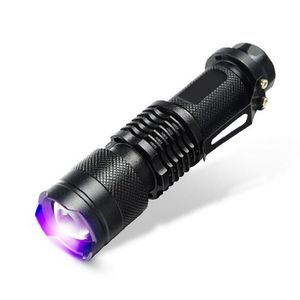 Porte-clés lampe de poche UV lumière violette 395-410nm aluminium lampe torche ultraviolette Portable mini lanterne Linternas détecteur de taches d'argent