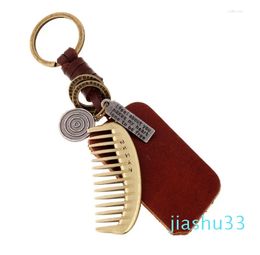 Keychain Vintage Fashion Metal Cufflink Leather Keyring Bronze kam hanger auto sleutelhanger sleutelhanger accessoires juwelen cadeau