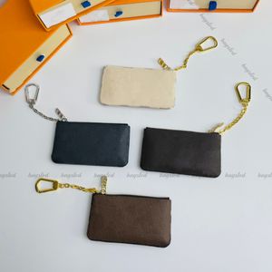 Llavero Monedero Diseñador Mujer Monedero Monedero para hombre Llavero Mini Mujeres Hombres Titular de la clave Tarjeta de crédito Monedero Monedero de lujo Mujer Cremallera Llavero Mini bolso con caja Negro