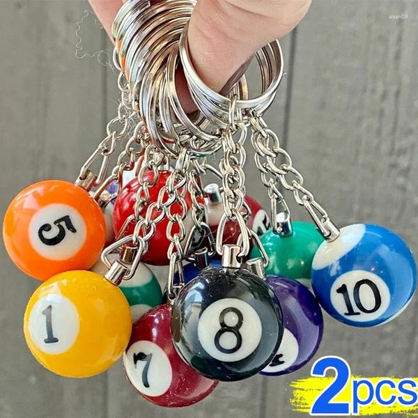 Porte-clés 1/2pcs mode créatif billard porte-clés petit numéro chanceux 8 table boule porte-clés 25mm résine bijoux cadeau pour hommes femmes