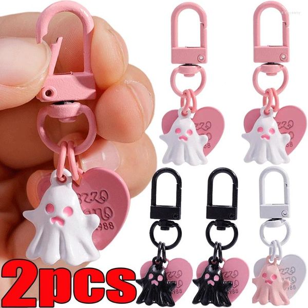 Porte-clés 1/2pcs Halloween Ghost Porte-clés mignon dessin animé petit amour pendentif sac porte-clés voiture anneau cadeaux