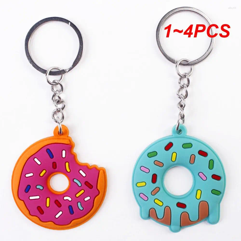 Keychains 1-4PCS Car Key Decoration Snap Design Pvc Chain Decorations Doughnut Durable And American Beauty Health Secure