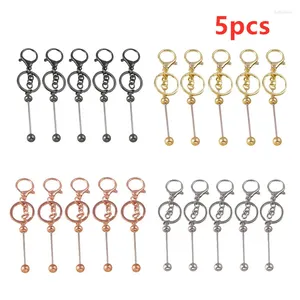 Keychains 1/5Pcs Metal Beaded Keyring Beadable Bar Keychain Lobster Claw Clasp For DIY Car Key Chain Bag Backpack Decor Pendent