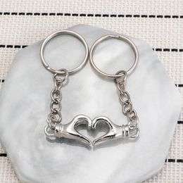 Keychains 1 paire Palme Keychain Love Heart Key Rings Lovers Chain Bijoux de la Saint-Valentin Cadeau