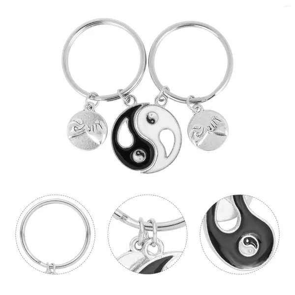 Porte-clés 1 paire en acier inoxydable Yin Yang porte-clés couple porte-clés cadeau de saint valentin