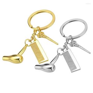 Porte-clés 1 PC Barber Shop Outils Porte-clés Sèche-cheveux Ciseaux Peigne Pendentifs Simulation Porte-clés Commode Présent Coiffeur Cadeau