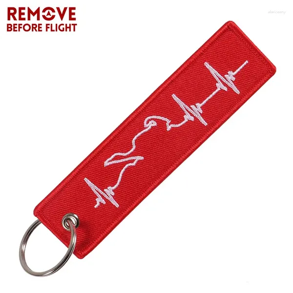 Porte-clés 1 PC Fashion Trinket Biker Heartbeat Porte-clés pour motos et voitures OEM Porte-clés Broderie Fobs Bijoux Porte-clés