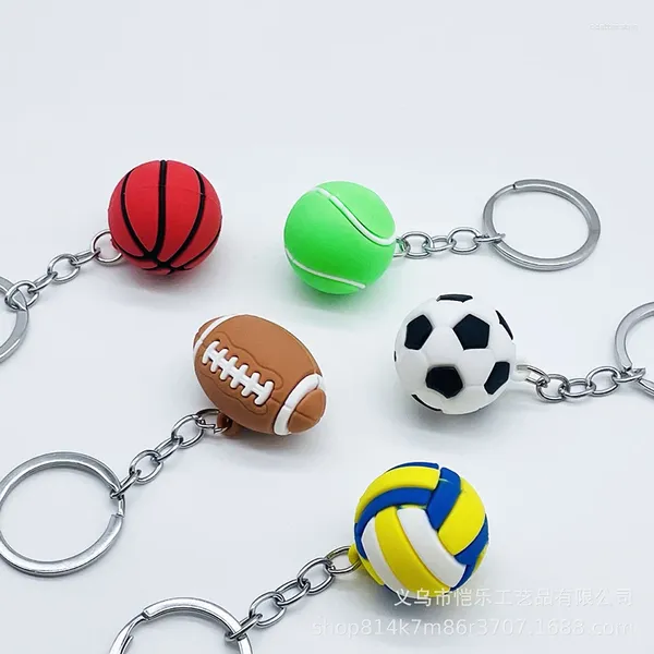 Porte-clés 1 pc silicone football basket-ball porte-clés créatif volley-ball tennis rugby porte-clés sac clés de voiture pendentif accessoires