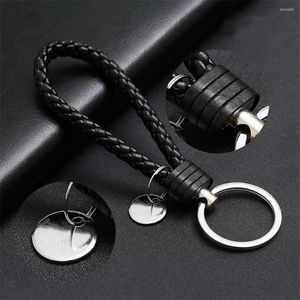 Keychains 1 PCS PU Leer Gevlochten geweven touw Keychain Diy Bag Pendant Key Chain Holder CAR TRINKET Slijtage voor mannen Vrouwen Geschenk sieraden