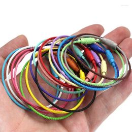 Porte-clés 10-20pcs KeyChain Tag Corde en acier inoxydable Porte-câble Vis Verrouillage Gadget Bague Porte-clés DIY Raccords faits à la main