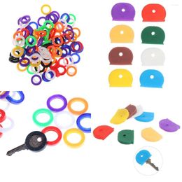 Sleutelhangers 10/24 stuks Key Top Cover Hoofd/Caps/Tags/Label ID Markers Gemengde Toppers Siliconen codering Kleurrijke Identificatie Sleutelhanger Ringen