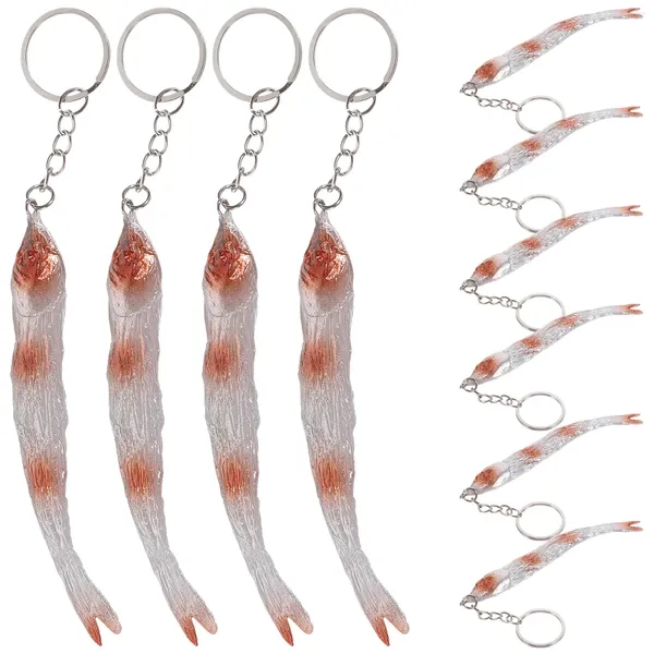 Porte-clés 10 pcs simulé modèle de poisson séché sac à dos porte-clés mini porte-clés décoratif PVC pour sac à main sac à main charme