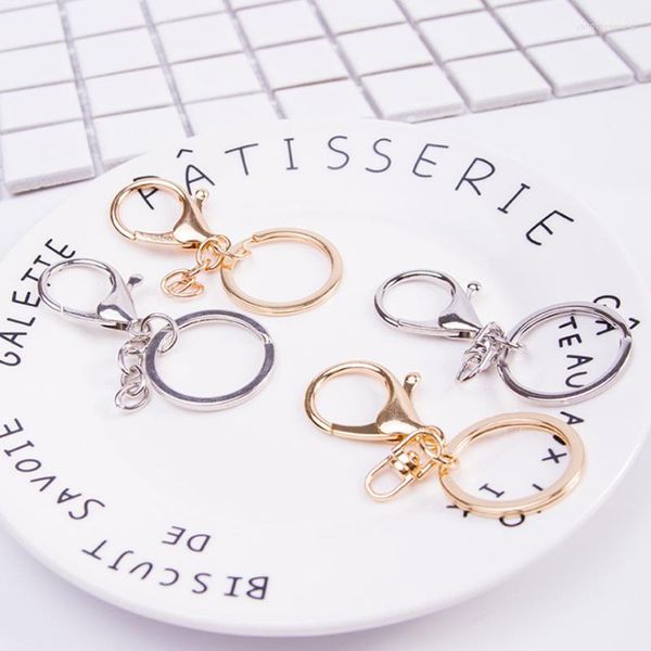 Keychains 10 pièces Classement pivotant en métal Anneau de clés de la plate de huisse Horme de griffe de homard Faire vos propres clés de longe bijoux de trousseau