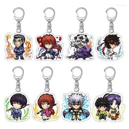 Porte-clés 10 styles Rurouni Kenshin Porte-clés Double face Acrylique Dessin animé Porte-clés Pendentif Anime Accessoires Porte-clés Fans Cadeau