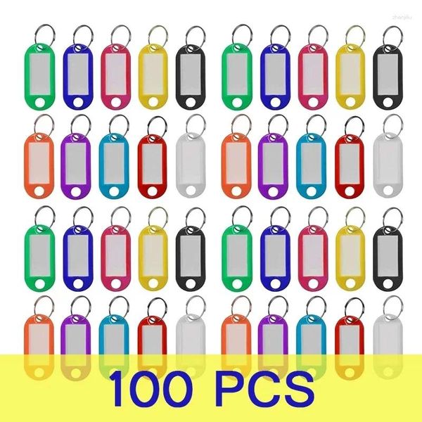 Keychains 100 PCS Keychain Key ID Étiquette étiquette des bagages El Numéro Classification Card Anneaux en gros
