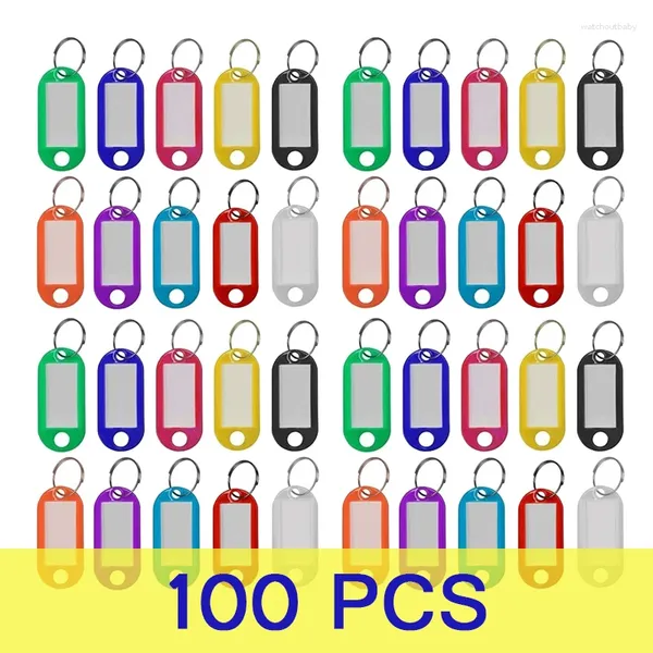 Porte-clés 100 pcs Mix Couleur Porte-clés Clé ID Étiquette Étiquettes Bagages El Numéro Classification Carte Anneaux En Gros