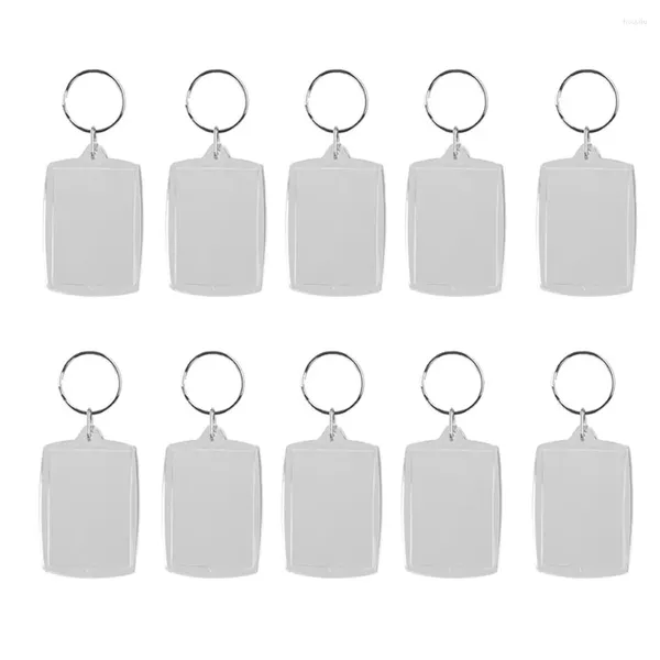 Porte-clés 100 pcs Transparent Blank Insert Po Cadre Porte-clés DIY Split Bague Porte-clés Cadres Photo