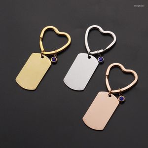 Keychains 100% roestvrijstalen vierkante hanger Keychain Blank Army Ketting voor met geboortestone spiegel gepolijste auto sleutelen miri22