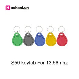 Keychains 100pcs 13.56 MHz IC M1 S50 Keyfobs Tags RFID Key Finder Badge Carte Token Assistance Management Keychain ABS Imperproof