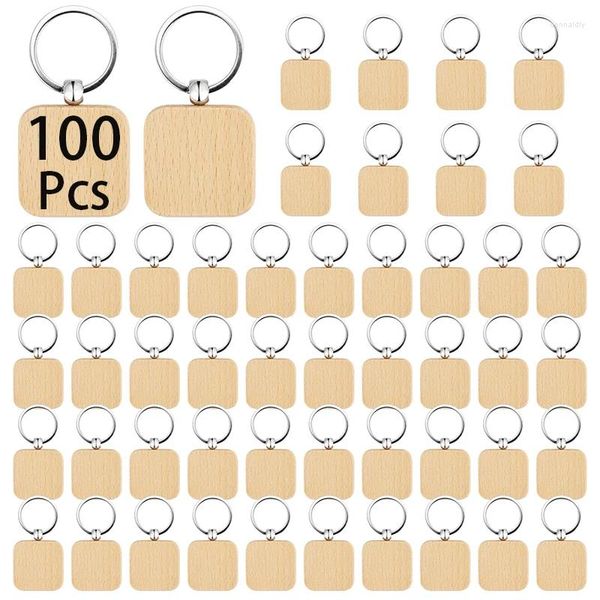 Keychains 100 pcs en bois vide clés de la chaîne de balises