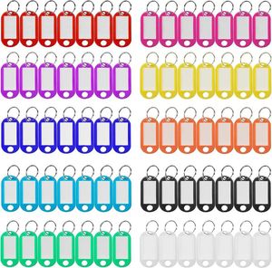 Sleutelhangers 100 stks/partij Kleurrijke Plastic Sleutelhanger Key Tags Label Genummerde Naam Bagagelabel ID Met Split Ring