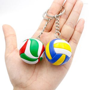 Porte-clés 100pcs / lot en cuir volley-ball porte-clés pour hommes femmes voiture porte-clés ballon de plage joueurs de sport souvenir sac cadeau pendentif accessoires