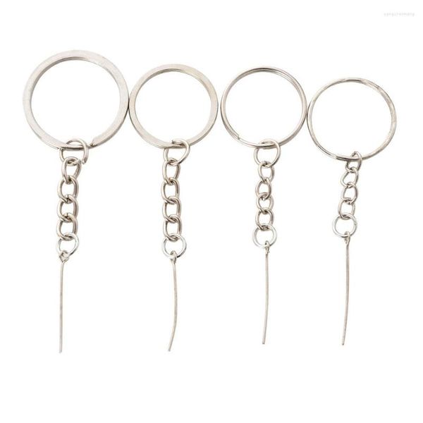 Porte-clés 100pcs ouverture en métal gaufrage 2.5cm 3cm porte-clés avec chaîne courte pendre neuf mots porte-clés hommes et femmes bijoux de bricolage