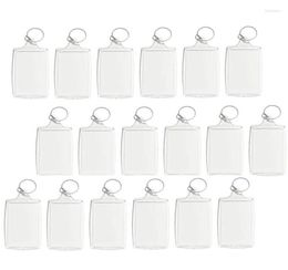 Keychains 100 stcs PO keychain rechthoek transparant blanco acryl insert Picture frame sleutelhanger sleutelhouder DIY Split Ring4972632