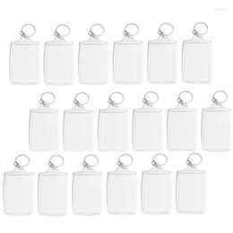 Keychains 100pcs PO Keychain rectangle transparent vide acrylique insert image clés porte-clés du support de clés diy diy ring