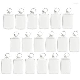 Sleutelhangers 100 Stuks Po Sleutelhanger Rechthoek Transparant Leeg Acryl Insert Fotolijst Sleutelhanger Sleutelhouder DIY Split Ring245d