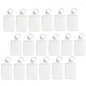 Porte-clés 100pcs Po Porte-clés Rectangle Transparent Vide Acrylique Insert Cadre Photo Porte-clés Porte-clés DIY Split Ring3305