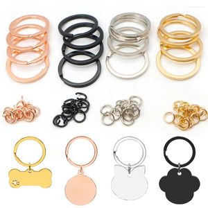 Keychains 100pcs Round Key Ring Pendant Pending Metal Accessories Plaque Bijoux Bijoux Bracelet Anti-Lost Dog Tag