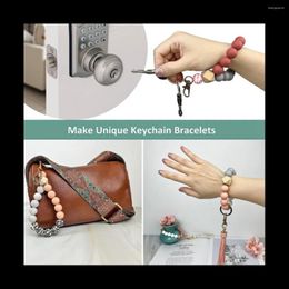 Keychains 100 stcs siliconen kralen voor sleutelhanger maken 15 mm rubberen kit armband lanyards met sleutelringen en kwastjes