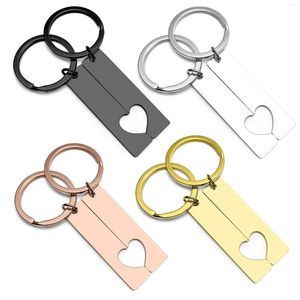 Porte-clés 10 paires d'ébauches de porte-clés de Puzzle de coeur d'acier inoxydable pour graver le Couple de foyer de Puzzle en métal de couleur d'or/argent