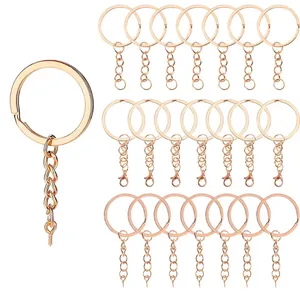 Porte-clés 10pc / lot KC Gold Couleur Vis Eye Pin Porte-clés Anneaux de saut Clé fendue avec chaînes de fermoir à homard pour l'artisanat Kit de fabrication de bijoux