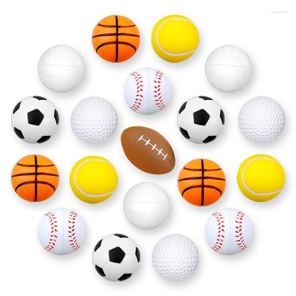 Porte-clés 10 pièces 4cm solide Pu balle pied filet bâton Football mousse éponge enfants décompression jouets