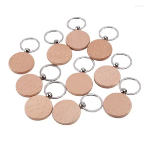 Keychains 10pcs Blank Round Wooden Chain Key Chain bricolf Wood Tags peut graver des cadeaux 40x40 mm