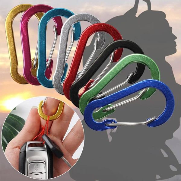 Porte-clés 10pcs Mousquetons en alliage d'aluminium D Mousqueton Spring Snap Clip Crochets Porte-clés Escalade pour clés Camping Outils de plein air