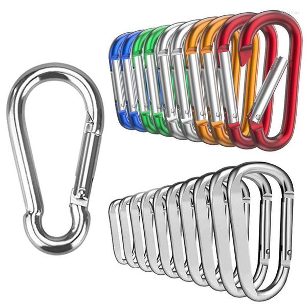 Porte-clés 10 pièces coloré mousqueton porte-clés en aluminium D-ring boucle ressort mousqueton pince Camping en plein air usage quotidien Fred22