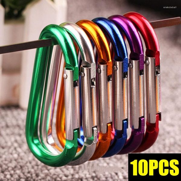 Porte-clés 10 pcs Coloré Mini Mousquetons Alliage Printemps Mousqueton Mousqueton Clip Porte-clés Camping En Plein Air Escalade D-ring Boucles