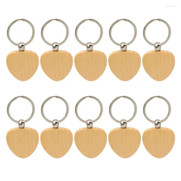 Keychains 10pcs coeur en bois blanc clés en bois adaptées au cadeau laser