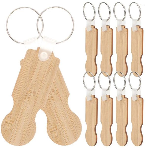 Porte-clés 10pcs porte-clés pour pièces de voiture porte-clés en bois clés de chariot à provisions en bois étiquette jeton porte-clés