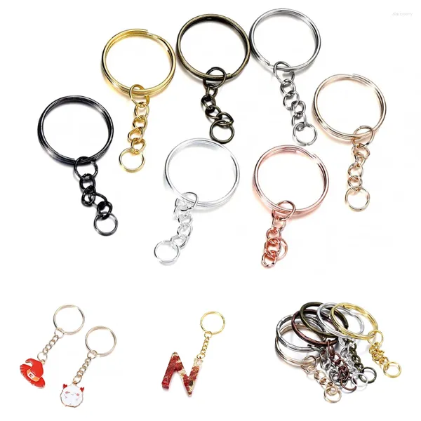 Porte-clés 10pcs porte-clés porte-clés rhodium couleur or rond porte-clés fendus avec saut pour bijoux de bricolage artisanat faisant des résultats