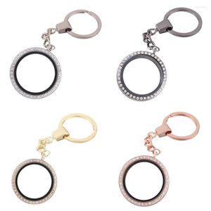 Keychains 10 stcs/lot 30 mm ronde legering geheugen Living Glass relicario medaillet hanger ring sieraden maken groothandel bulkbenodigdheden