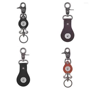 Keychains 10 stcs/lot groothandel metaalleer voor mannen DIY 18mm gember snaps knop sieraden roteerbare zwarte auto sleutelhanger sleutelhouder