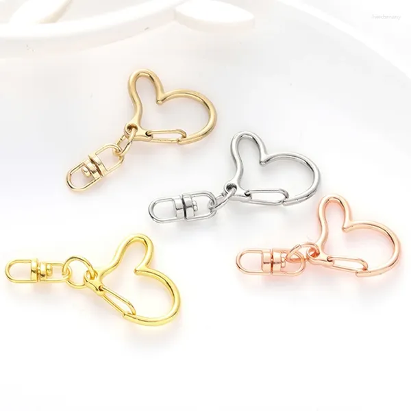 Keychains 10pcs Metal pivotant griffe de homard fermoir coeur forme de coeur à crochet-lanière Clips de bricolage pour la fabrication de bijoux de sac